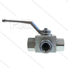 Kogelkraan 3/8&quot; - 3-weg - staal - L-boring - 400 Bar - 3 x 3/8&quot; bi