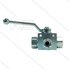 Kogelkraan 1&quot; - 3-weg - RVS316 - L-boring - 400 Bar - Ø=10mm - 3 x 1&quot; bi