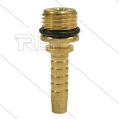 Persnippel - messing - DN06 - 1/8&quot; bu - met O-ring - t.b.v. rioolslang - zonder zeskant
