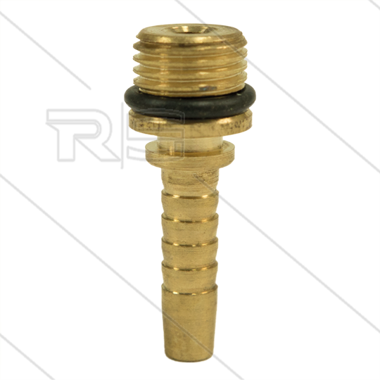 Persnippel - messing - DN06 - 1/8&quot; bu - met O-ring - t.b.v. rioolslang - zonder zeskant