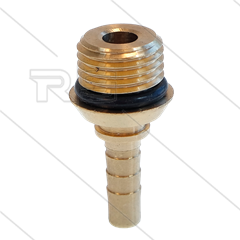Persnippel - messing - DN05 - 1/4&quot; bu - met O-ring - t.b.v. rioolslang - zonder zeskant