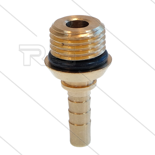 Persnippel - messing - DN05 - 1/4&quot; bu - met O-ring - t.b.v. rioolslang - zonder zeskant