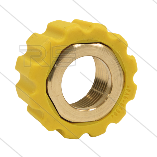 Wartelmoer Geel - M22x1,5 - messing schroefdraad - t.b.v. perspilaar