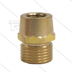 Verloopnippel - messing - 400 Bar - Ø14mm - max 150°C - 1/4" bi x 1/2" bu 