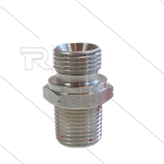 Dubbele nippel - RVS - 1/2&quot; bu NPT x 1/2&quot; bu BSP - 60° conus - 400 Bar