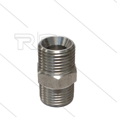 Verloopnippel - RVS - 1/2'' bu x 3/8'' bu - conisch en vlakdichtend - 400 Bar