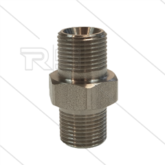 Dubbele nippel - RVS - 2 x 3/8" bu - BSP - 600 Bar