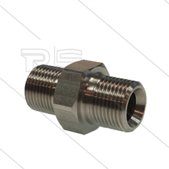 Dubbele nippel - RVS - 2 x 3/8" bu - BSP - 600 Bar