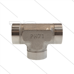 T-stuk - RVS - 3 x 1/2" bi BSP - 400 Bar 