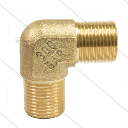 Knie - messing - 300 Bar - 2 x 1/4&quot; bu