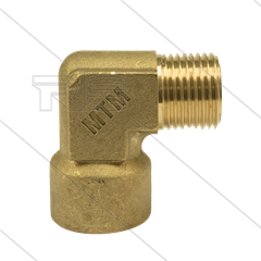 Knie - messing - 300 Bar - 1/4&quot; bi x 3/8&quot; bu