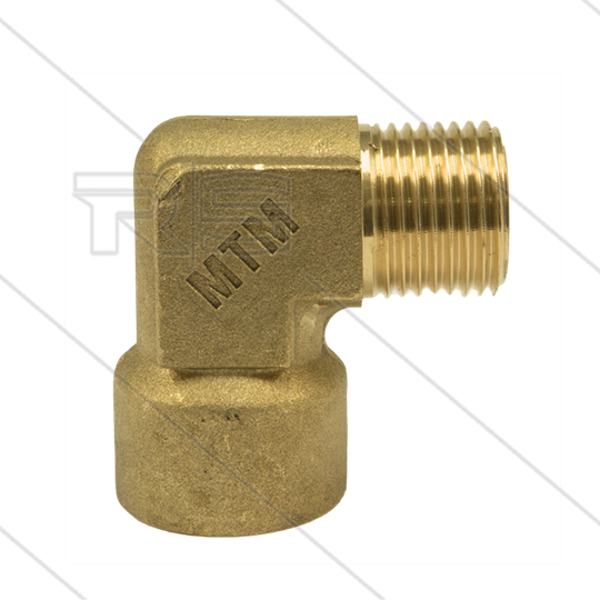 Knie - messing - 300 Bar - 1/4&quot; bi x 3/8&quot; bu