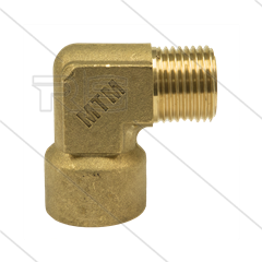 Knie - messing - 300 Bar - 3/8&quot; bi x 1/4&quot; bu