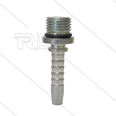 Persnippel - staal - DN06 - 1/4" bu - met O-ring - t.b.v. rioolslang - zonder zeskant
