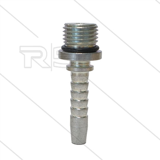 Persnippel - staal - DN06 - 1/4" bu - met O-ring - t.b.v. rioolslang - zonder zeskant