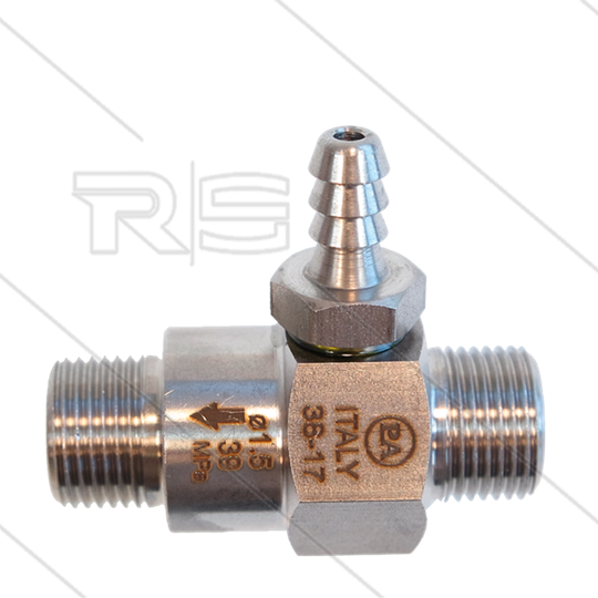 Chemicaliën injector - RVS - Ø1.5mm (065) - 350 Bar - 30 l/min - max 90°C - 2 x 3/8&quot; bu
