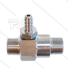 Chemicaliën injector - RVS - Ø2.1mm (120) - 350 Bar - 30 l/min - max 90°C - 2 x 3/8&quot; bu