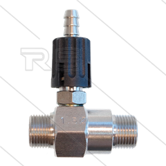 Chemicaliën injector - RVS - regelbaar - Ø1.5mm (065) - 350 Bar - 30 l/min - max 90°C - 2 x 3/8&quot; bu