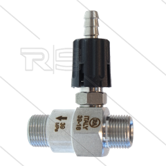 Chemicaliën injector - RVS - regelbaar - Ø1.8mm (090) - 350 Bar - 30 l/min - max 90°C - 2 x 3/8&quot; bu