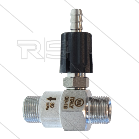 Chemicaliën injector - RVS - regelbaar - Ø1.8mm (090) - 350 Bar - 30 l/min - max 90°C - 2 x 3/8&quot; bu