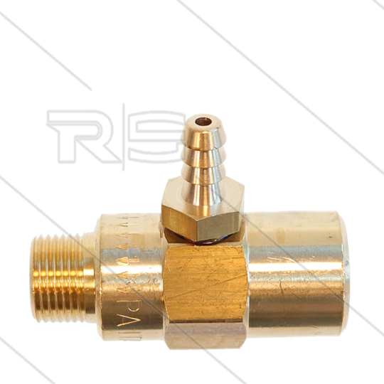 Chemicaliën injector - messing - Ø1.8mm (090) - 280 Bar - 30 l/min - max 90°C - 3/8&quot; bi x 3/8&quot; bu
