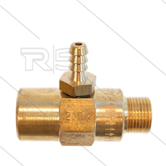 Chemicaliën injector - messing - Ø2.1mm (120) - 280 Bar - 30 l/min - max 90°C - 3/8&quot; bi x 3/8&quot; bu