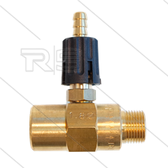 Chemicaliën injector - messing - regelbaar - Ø1.8mm (090) - 280 Bar - 30 l/min - max 90°C - 3/8&quot; bi