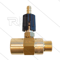Chemicaliën injector - messing - regelbaar - Ø2.1mm (120) - 280 Bar - 30 l/min - max 90°C - 3/8&quot; bi