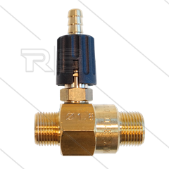 Chemicaliën injector - messing - regelbaar - Ø1.8mm (090) - 280 Bar - 30 l/min - max 90°C - 2 x 3/8&quot;