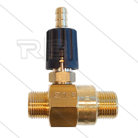 Chemicaliën injector - messing - regelbaar - Ø1.8mm (090) - 280 Bar - 30 l/min - max 90°C - 2 x 3/8&quot;
