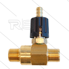 Chemicaliën injector - messing - regelbaar - Ø2.1mm (120) - 280 Bar - 30 l/min - max 90°C - 2 x 3/8&quot;