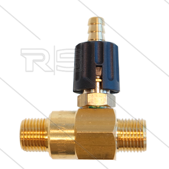 Chemicaliën injector - messing - regelbaar - Ø2.1mm (120) - 280 Bar - 30 l/min - max 90°C - 2 x 3/8&quot;