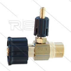 Chemicaliën injector - messing - regelbaar - Ø2.1mm (120) - 220 Bar - 30 l/min - max 90°C - M22 bu