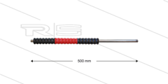 Iso77 lans - L=500mm - recht - RVS - draaibare isolatie L=300mm - zwart/rood/zwart - max 80°C
