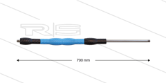 Iso88 lans - L=700mm - recht - RVS - draaibare isolatie L=400mm - zwart/blauw/zwart - max 80°C