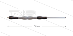 Iso88 lans - L=700mm - recht - RVS - draaibare isolatie L=400mm - zwart/grijs/zwart - max 80°C