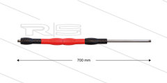 Iso88 lans - L=700mm - recht - RVS - draaibare isolatie L=400mm - zwart/rood/zwart - max 80°C