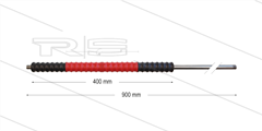 Iso77 lans - L=900mm - recht - RVS - draaibare isolatie L=400mm - zwart/rood/zwart