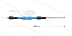 Iso88 lans - L=1000mm - recht - RVS - draaibare isolatie L=400mm - zwart/blauw/zwart - max 80°C