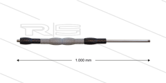 Iso88 lans - L=1000mm - recht - RVS - draaibare isolatie L=400mm - zwart/grijs/zwart - max 80°C