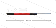 Iso77 lans - L=1000mm - recht - RVS - draaibare isolatie L=400mm - zwart/rood/zwart - max 80°C