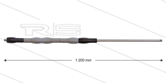 Iso88 lans - L=1200mm - recht - RVS - draaibare isolatie L=500mm - zwart/grijs/zwart - max 80°C