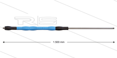 Iso88 lans - L=1500mm - recht - RVS - draaibare isolatie L=500mm - zwart/blauw/zwart - max 80°C
