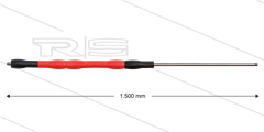 Iso88 lans - L=1500mm - recht - RVS - draaibare isolatie L=500mm - zwart/rood/zwart - max 80°C