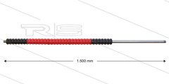 Iso77 lans - L=1500mm - recht - RVS - draaibare isolatie L=500mm - zwart/rood/zwart - max 80°C