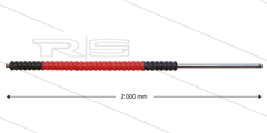 Iso77 lans - L=2000mm - recht - RVS - draaibare isolatie L=500mm - zwart/rood/zwart - max 80°C