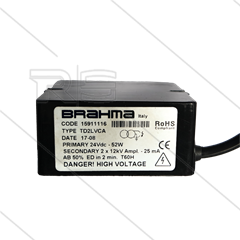 Brandertrafo Tecno.mec - TD2LVCA - Brahma - Primair: 24V DC - 2,1A - Secundair: 2 x 12 kV - 25mA