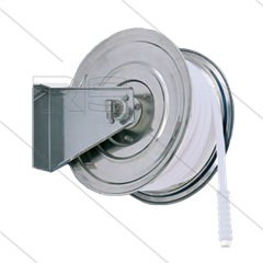 Haspel handbediend - RVS - 35m -  max 200 Bar - slang: 3/8" 50m - 1/2" 35m - Aansluiting: 2 x 1/2" bu - inclusief swivel