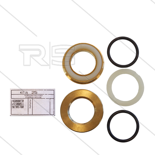 Kit 25 - Set messing ringen + O-ringen  Ø22mm (3x)