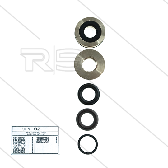 Kit 92 - Complete afdichtingsset Ø15mm voor 1 plunjer - Serie 50
